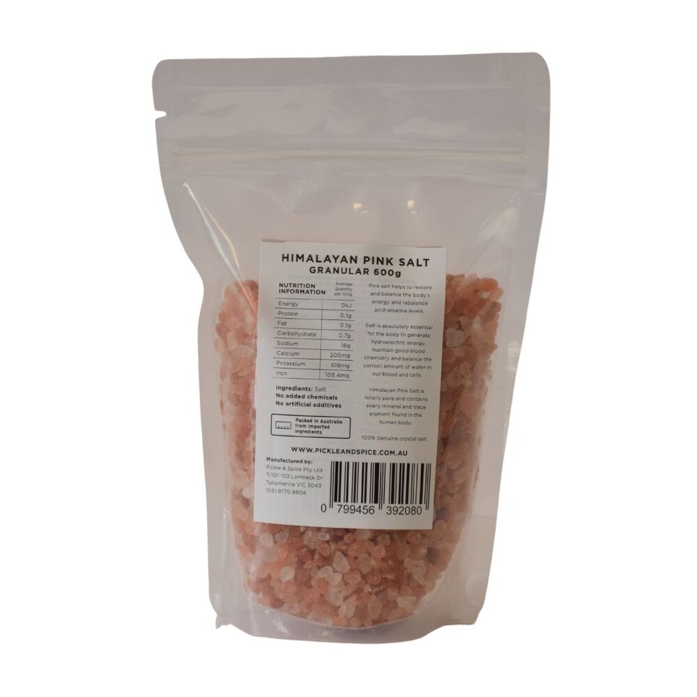 Pickle & Spice Granular Pink Himalayan Salt 600g Per Packet